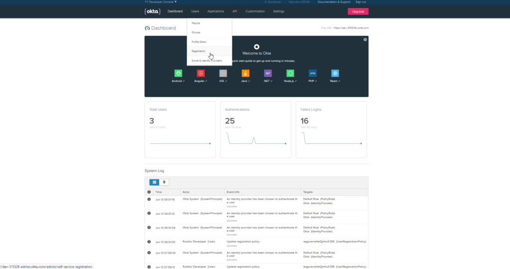 Okta Self-Service Registration